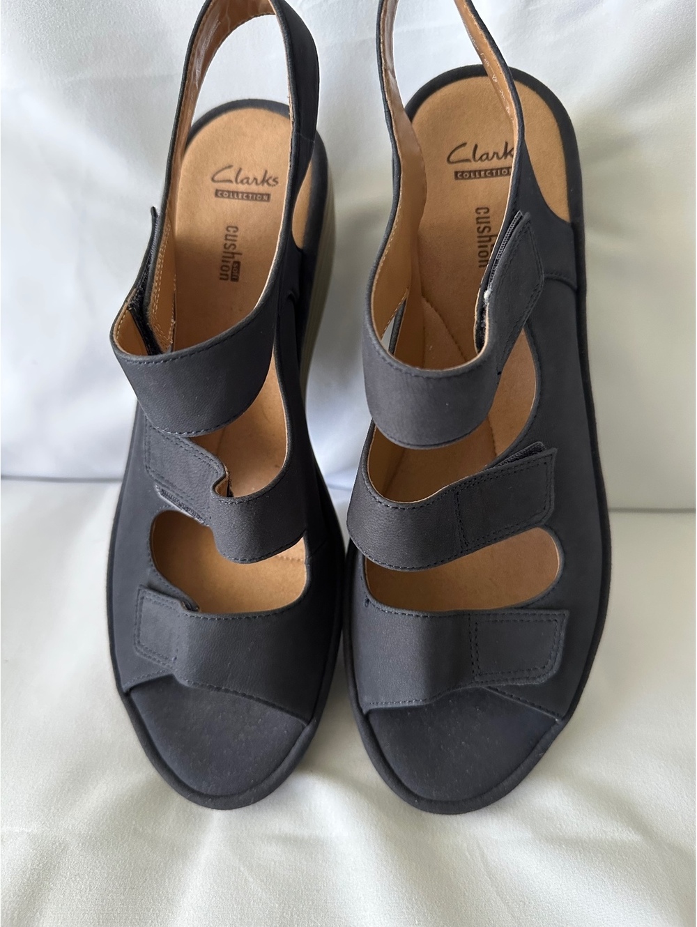 Clarks Reedly Juno Women’s 10 Wide Navy Leather Comfort Sandals Soft Cushion